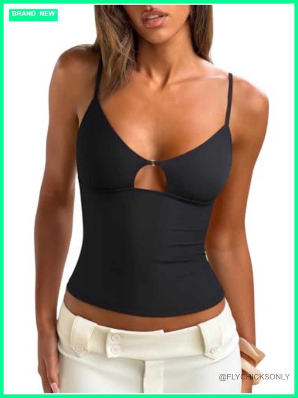 Cut Out Spaghetti Strap Tank Top Double Lined V Neck Y2K Going Out Top